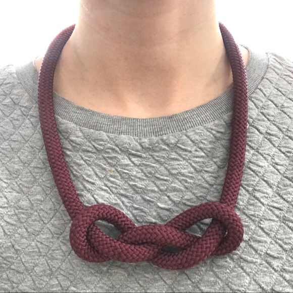 Burgundy long rope necklace multiple ways to wear - Picture 7 of 15